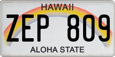 HI license plate ZEP809
