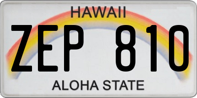 HI license plate ZEP810