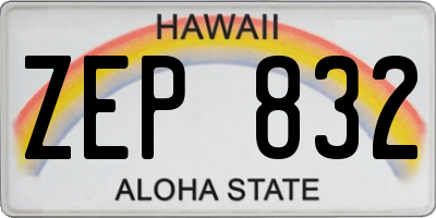 HI license plate ZEP832