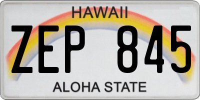 HI license plate ZEP845