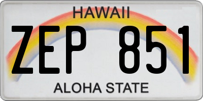 HI license plate ZEP851