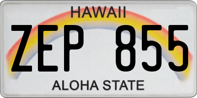 HI license plate ZEP855