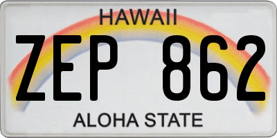 HI license plate ZEP862