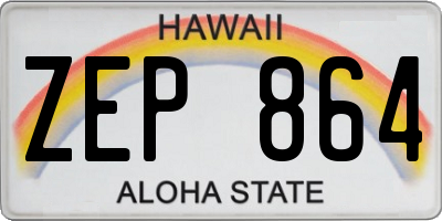 HI license plate ZEP864
