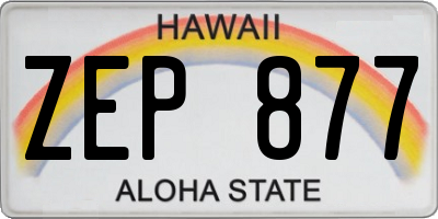 HI license plate ZEP877
