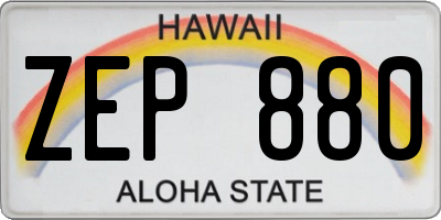 HI license plate ZEP880