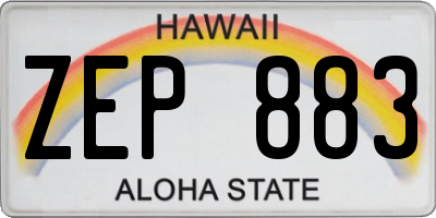 HI license plate ZEP883
