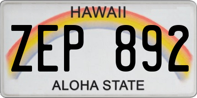 HI license plate ZEP892