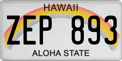 HI license plate ZEP893