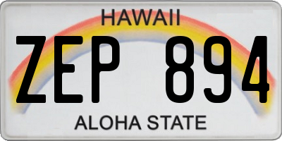HI license plate ZEP894