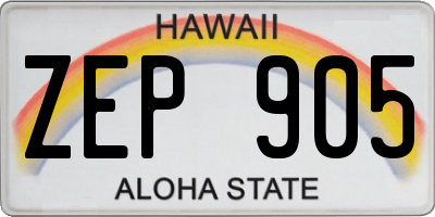 HI license plate ZEP905