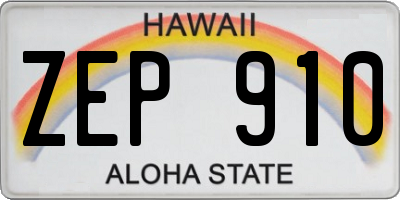HI license plate ZEP910