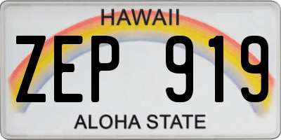 HI license plate ZEP919