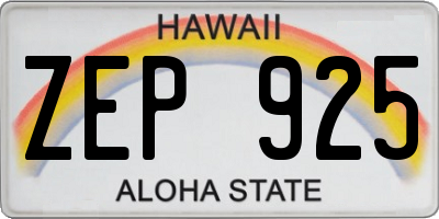 HI license plate ZEP925