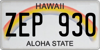 HI license plate ZEP930