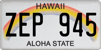 HI license plate ZEP945