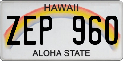 HI license plate ZEP960