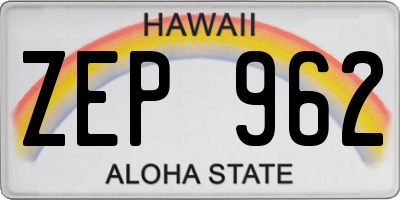HI license plate ZEP962