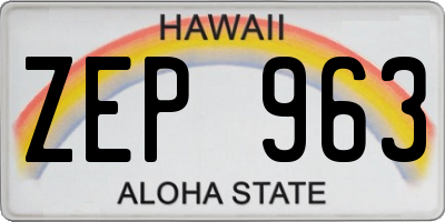 HI license plate ZEP963