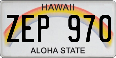 HI license plate ZEP970