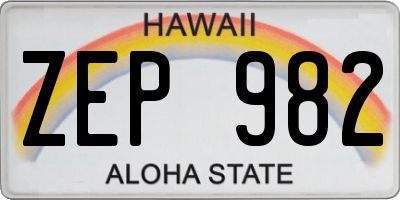 HI license plate ZEP982