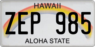 HI license plate ZEP985