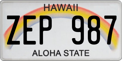 HI license plate ZEP987