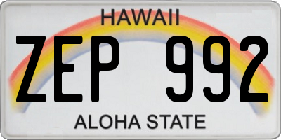 HI license plate ZEP992