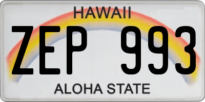 HI license plate ZEP993