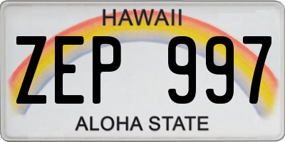 HI license plate ZEP997