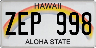 HI license plate ZEP998
