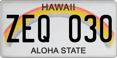 HI license plate ZEQ030