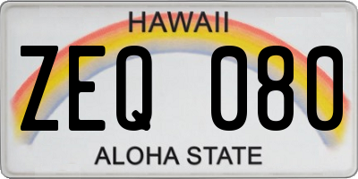 HI license plate ZEQ080