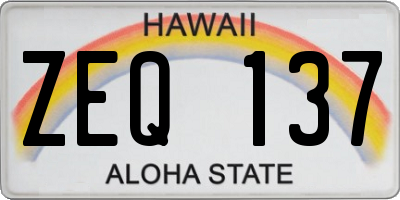 HI license plate ZEQ137