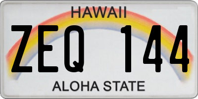 HI license plate ZEQ144