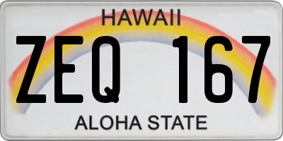 HI license plate ZEQ167