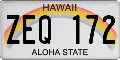 HI license plate ZEQ172