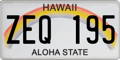 HI license plate ZEQ195