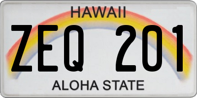 HI license plate ZEQ201