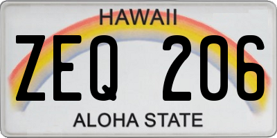 HI license plate ZEQ206