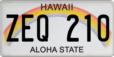 HI license plate ZEQ210