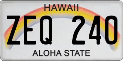 HI license plate ZEQ240