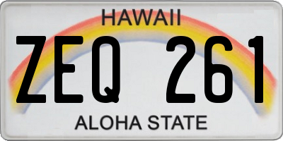 HI license plate ZEQ261