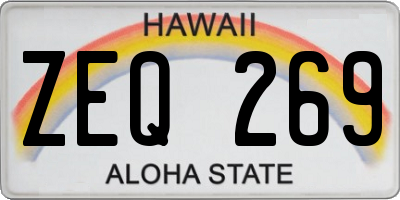 HI license plate ZEQ269