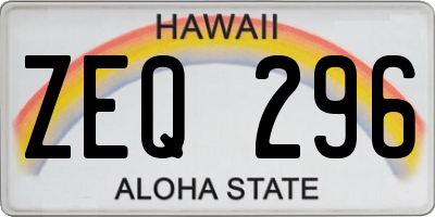 HI license plate ZEQ296