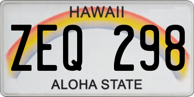 HI license plate ZEQ298