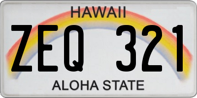 HI license plate ZEQ321