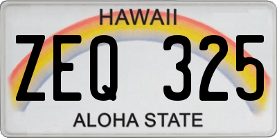 HI license plate ZEQ325