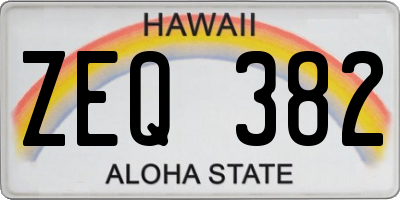 HI license plate ZEQ382