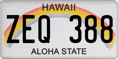 HI license plate ZEQ388